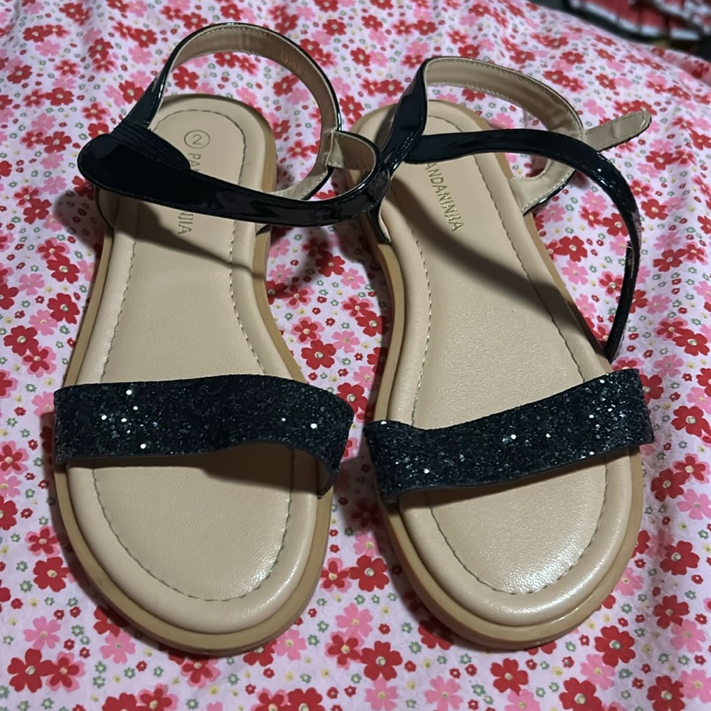 Pandaninjia Black Sparkly Sandals - 2